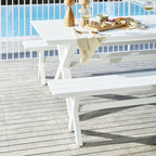 Table à manger d'extérieur Blake en aluminium, blanc brillant, 240 cm
