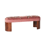 Banc brodé Freya en velours rose