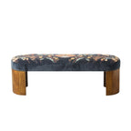 Banc Freya brodé en velours bleu foncé
