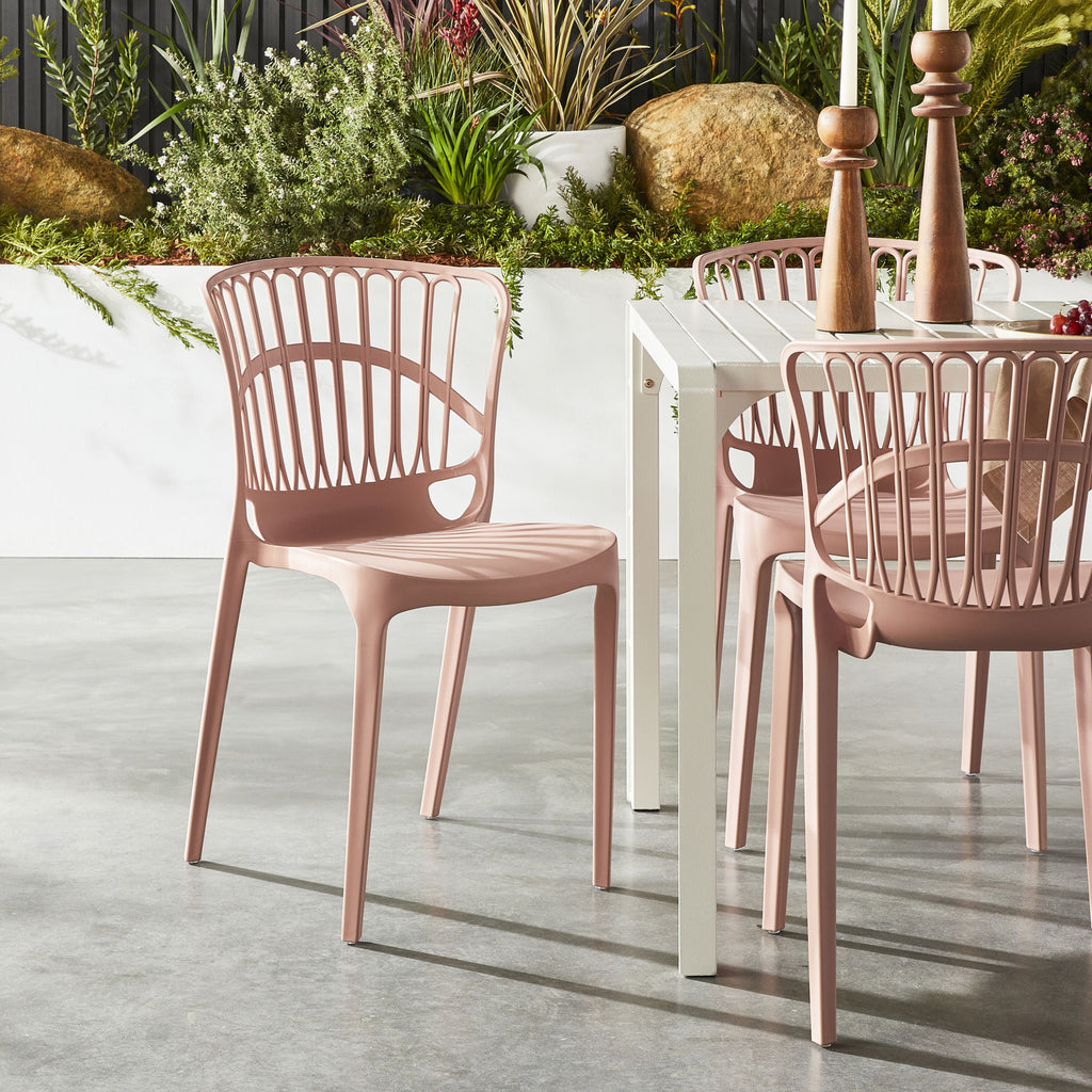 Romy Coastal Upholstered Dining Chair Dusty Blush