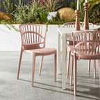 Chaise de salle à manger rembourrée Romy Coastal, Blush rosé