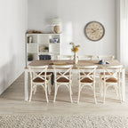 Chaise de salle à manger à dossier croisé Provinciale Blanc Vintage