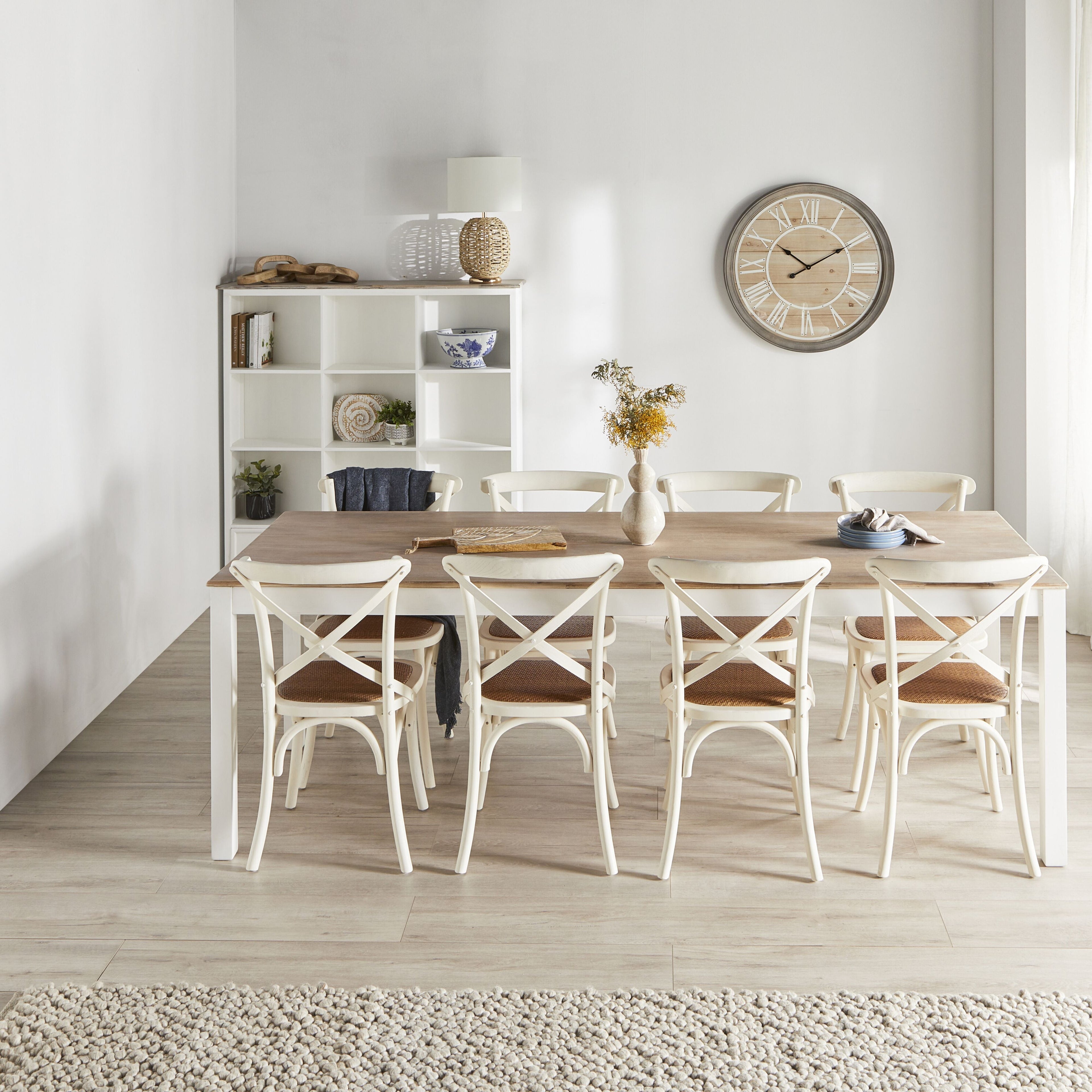 Provincial Cross Back Dining Chair Vintage White
