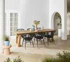 Chaise de salle à manger d'extérieur en osier mat noir Deck