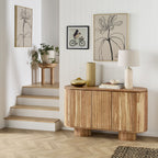 Buffet Kade en bois d'acacia 3 portes | 140 cm | Rainures verticales | Rangement moderne