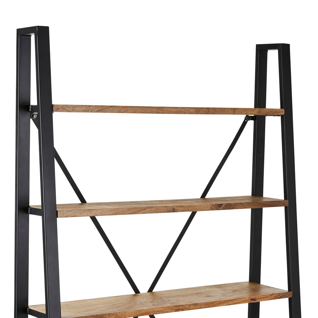 Fulham Mid Century Timber Large Ladder Shelving Unit Natural 193x121cm