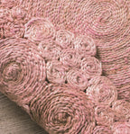 Tapis rond rose Cochin Blush cousu main 120 cm