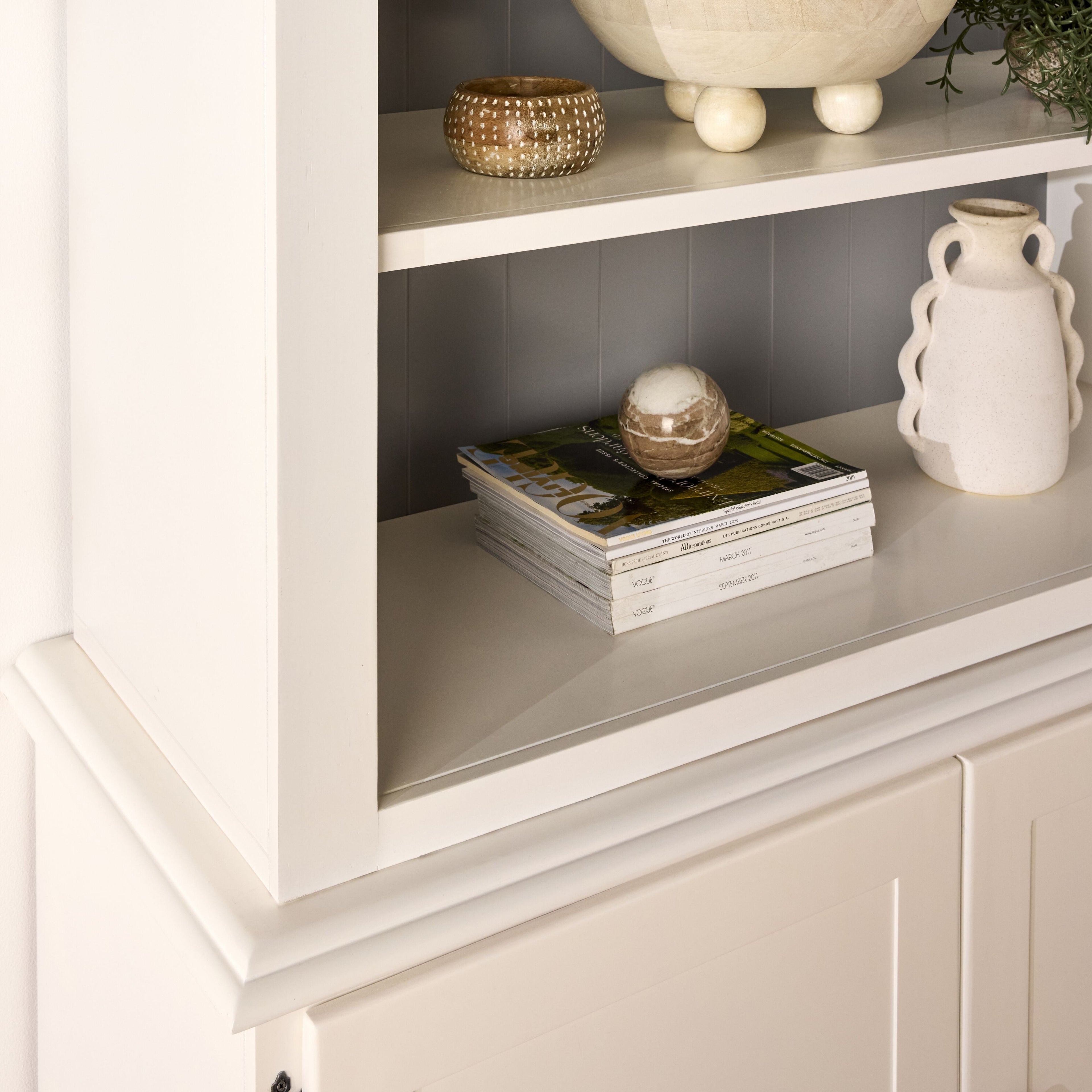Armand Hamptons Timber 2 Door Library Shelving Unit White 124x240cm