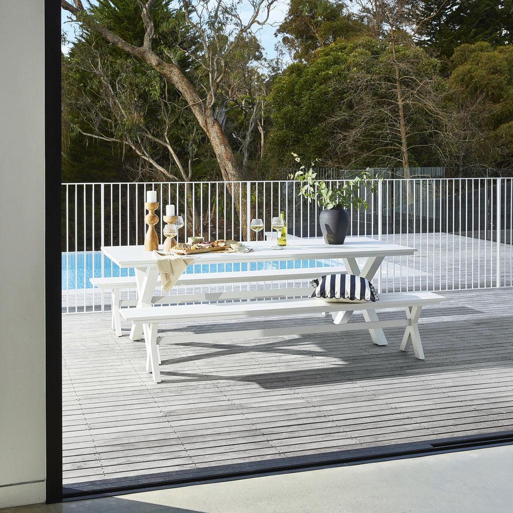 Blake Outdoor Aluminium Dining Table Gloss White 240cm