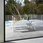 Table à manger d'extérieur Blake en aluminium, blanc brillant, 240 cm