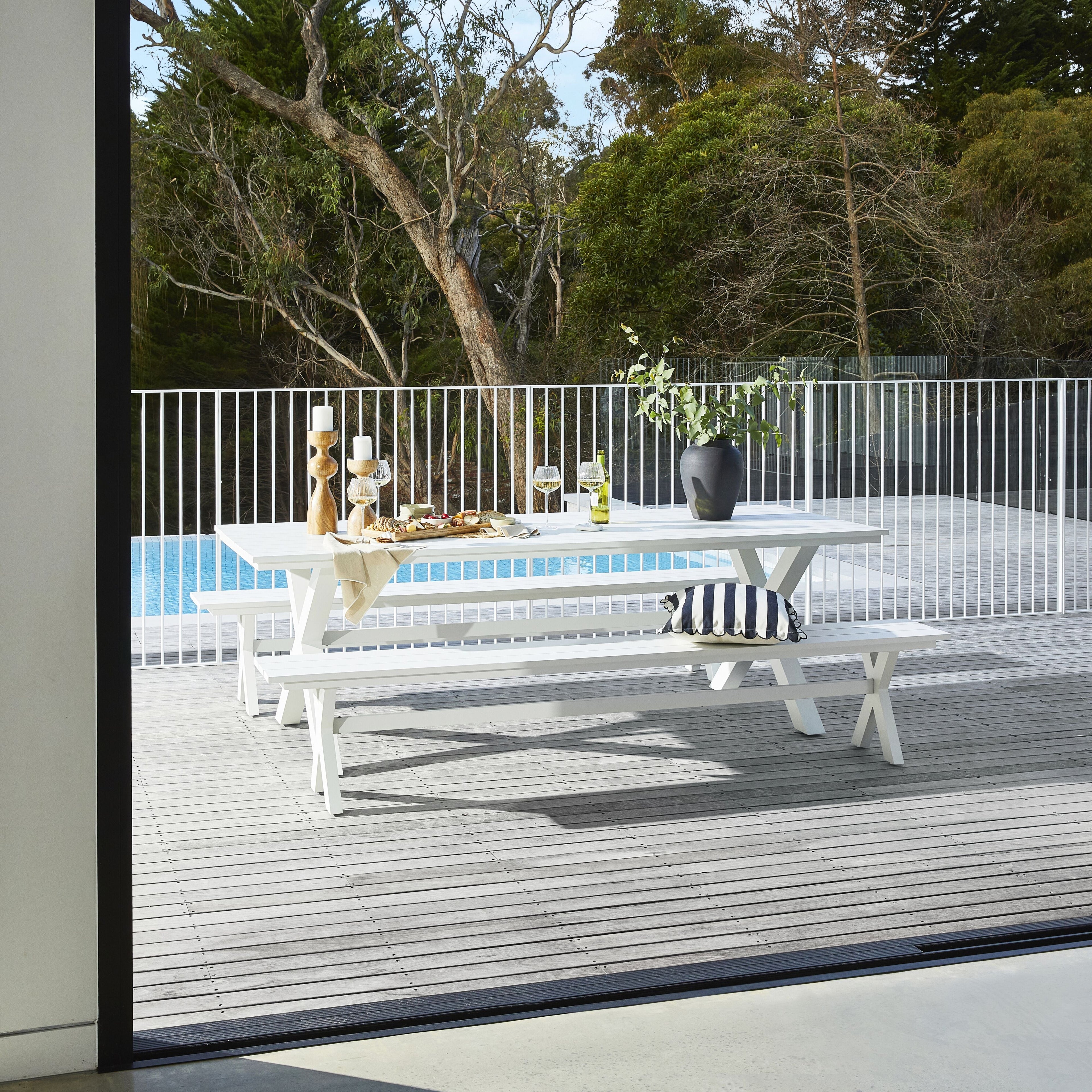 Blake Outdoor Aluminium Dining Table Gloss White 240cm
