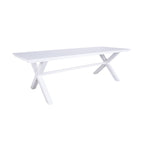 Table à manger d'extérieur Blake en aluminium, blanc brillant, 240 cm