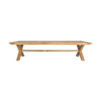 Table à manger en teck recyclé massif avec pieds croisés, finition naturelle, 320 cm