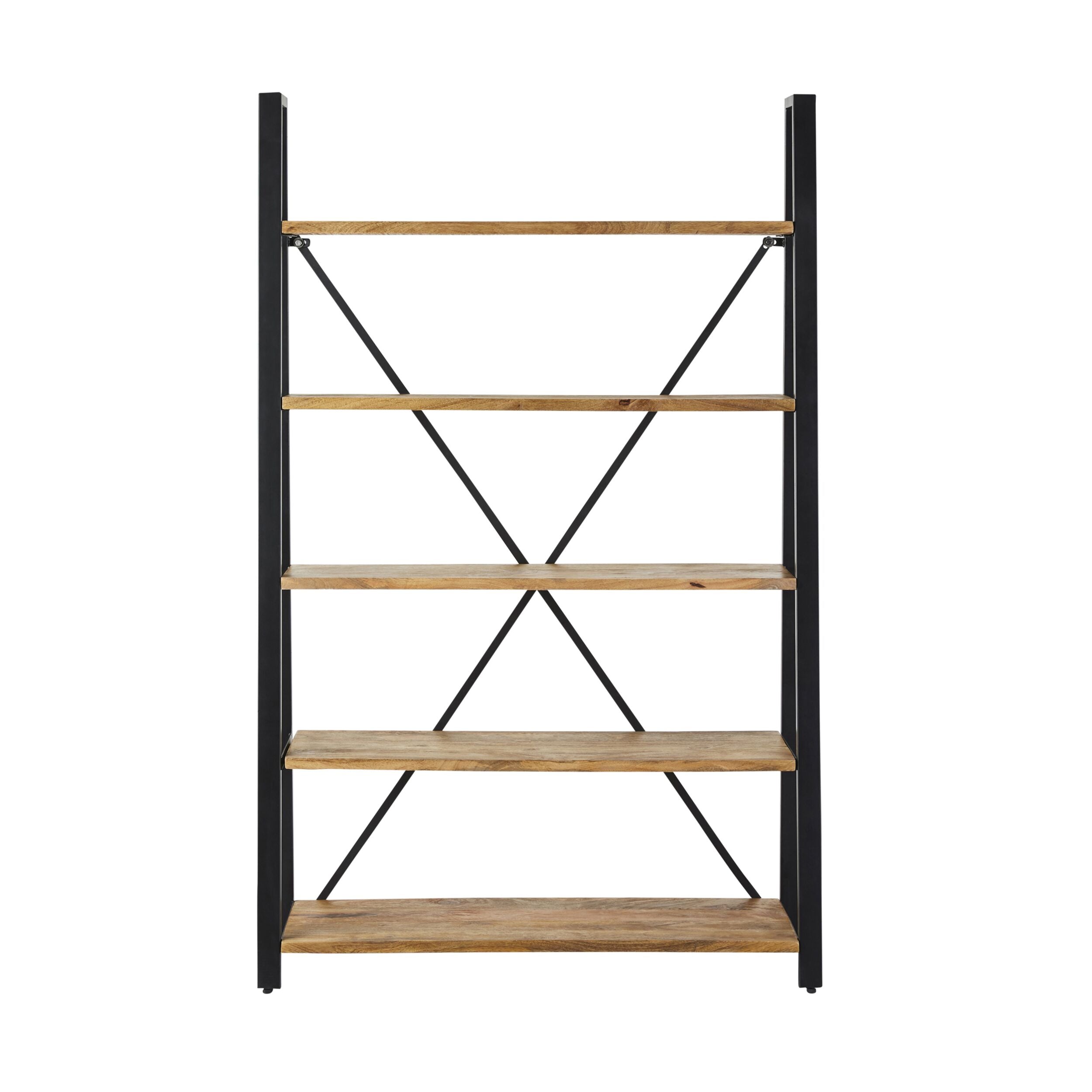 Fulham Mid Century Timber Large Ladder Shelving Unit Natural 193x121cm