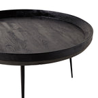Table basse ronde en bois massif Luna - Noir mat