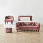 Banc brodé Freya en velours rose