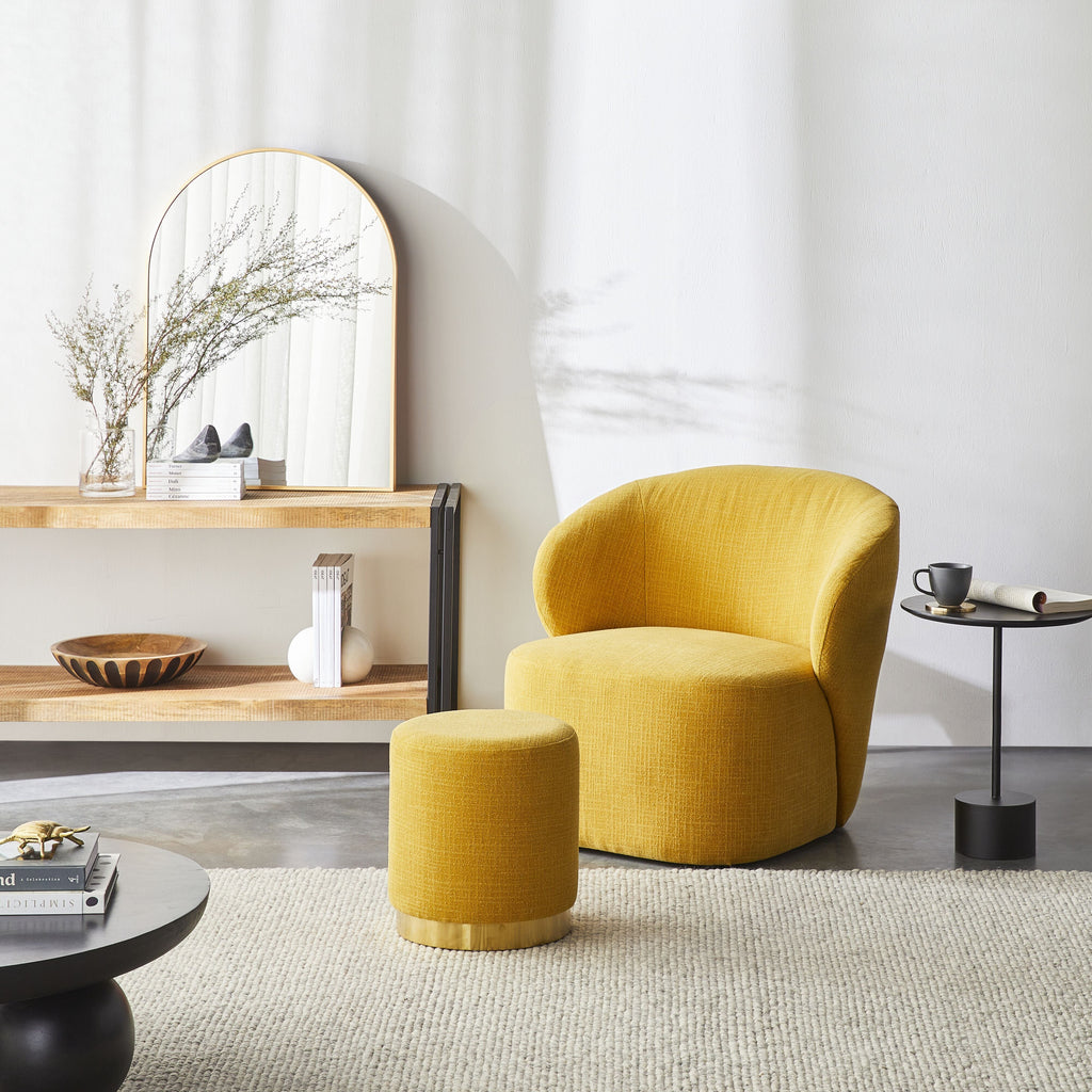 Edie Round Ottoman Solace Mustard