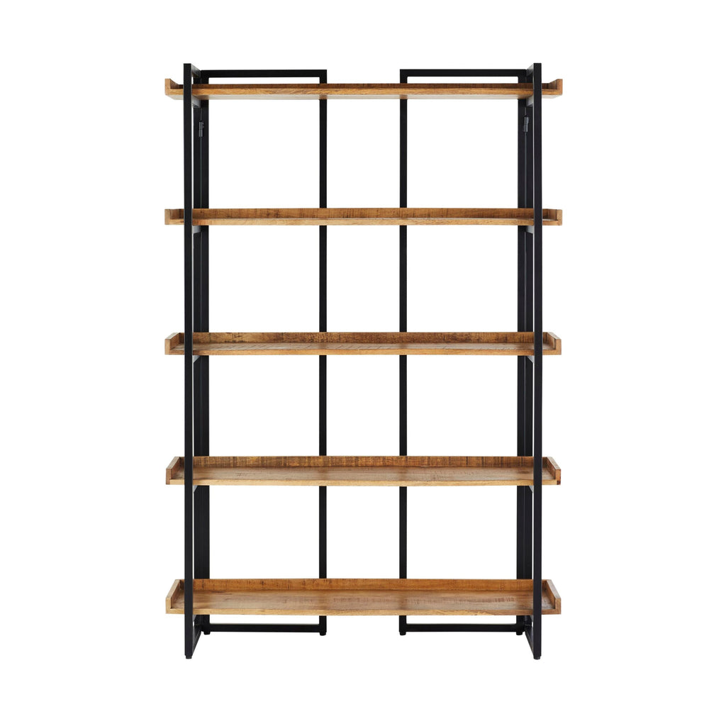 Emery Industrial Open Metal Tall Shelving Unit Black 180x120cm