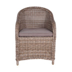 Chaise de salle à manger d'extérieur en osier Verdun avec coussin naturel