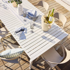 Table à Manger d'Extérieur Kace en Aluminium Brillant Blanc 300cm