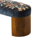 Banc Freya brodé en velours bleu foncé
