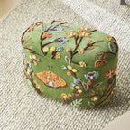 Freya, velours ottoman brodé vert