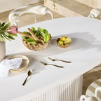 Table à manger d'extérieur Ripple en aluminium courbé blanc 6 places