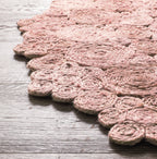 Tapis rond rose Cochin Blush cousu main 120 cm