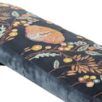 Banc Freya brodé en velours bleu foncé