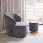 Pouf rond Edie Solace bleu égéen