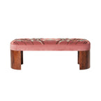 Banc brodé Freya en velours rose