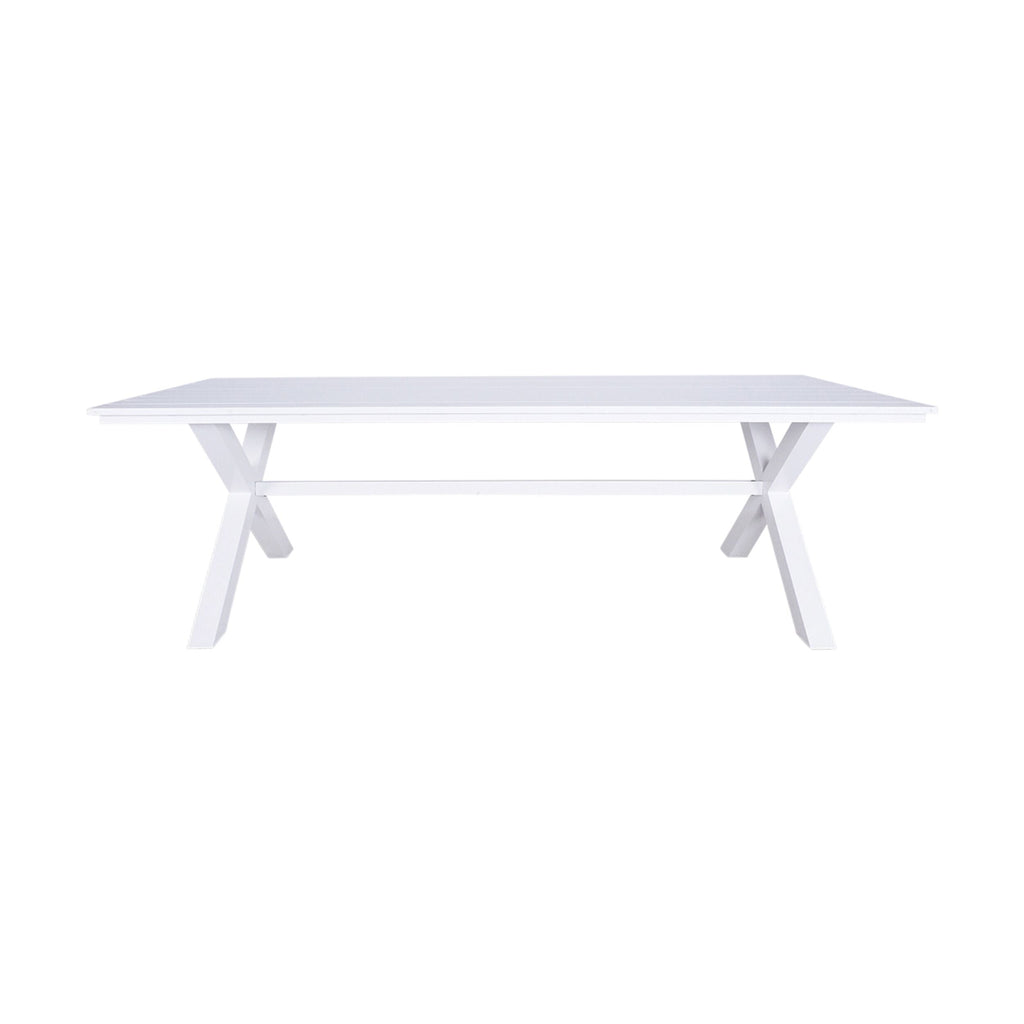 Blake Outdoor Aluminium Dining Table Gloss White 240cm