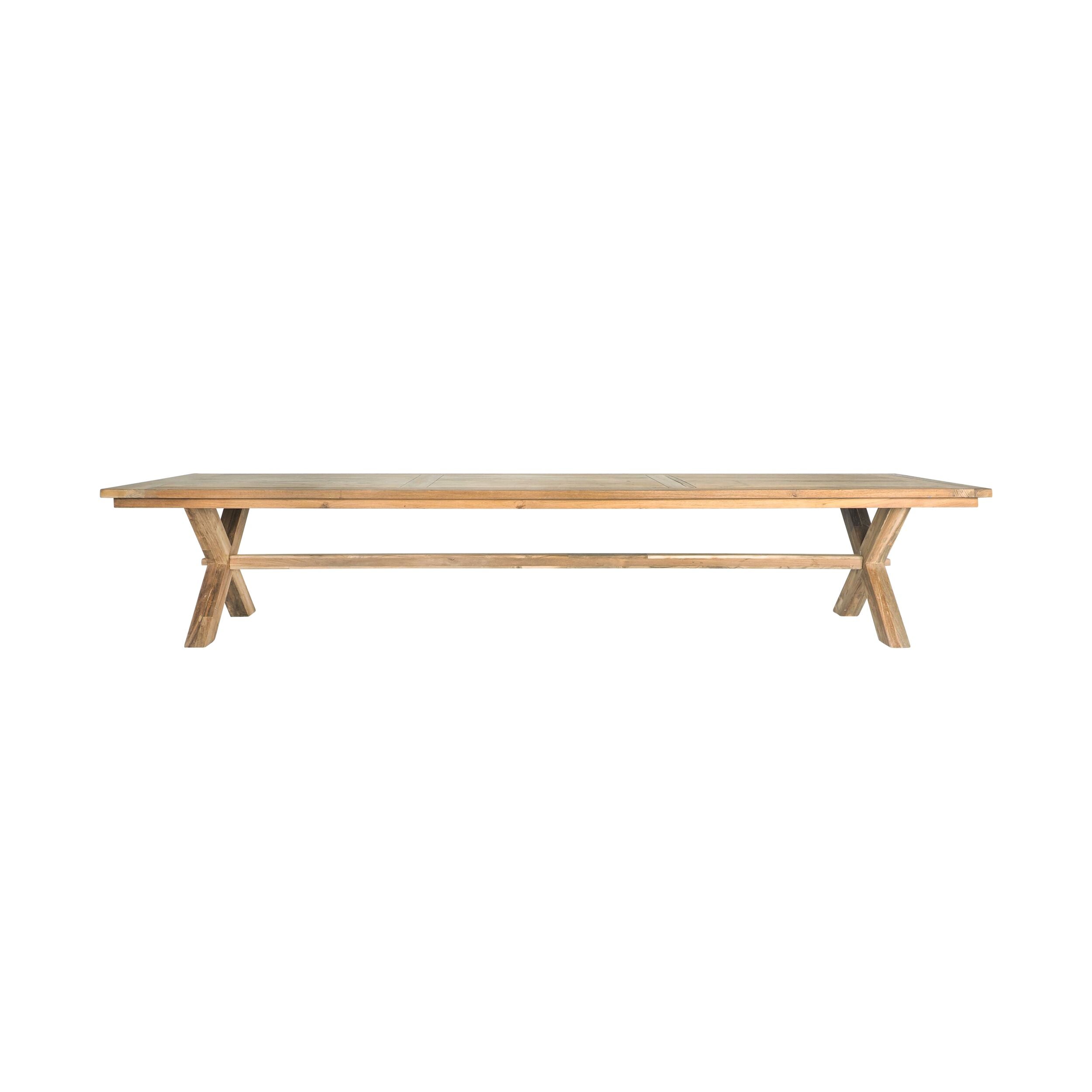 Reclaimed Teak Cross Leg Solid Timber Dining Table Natural 400cm