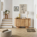 Buffet Kade en bois d'acacia 3 portes | 140 cm | Rainures verticales | Rangement moderne