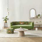 Freya, velours ottoman brodé vert