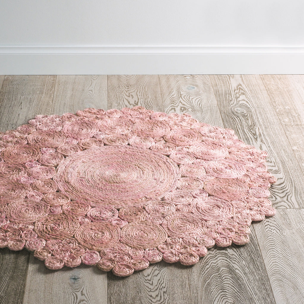 Cochin Blush Hand Stitched Pink Round Rug 120cm