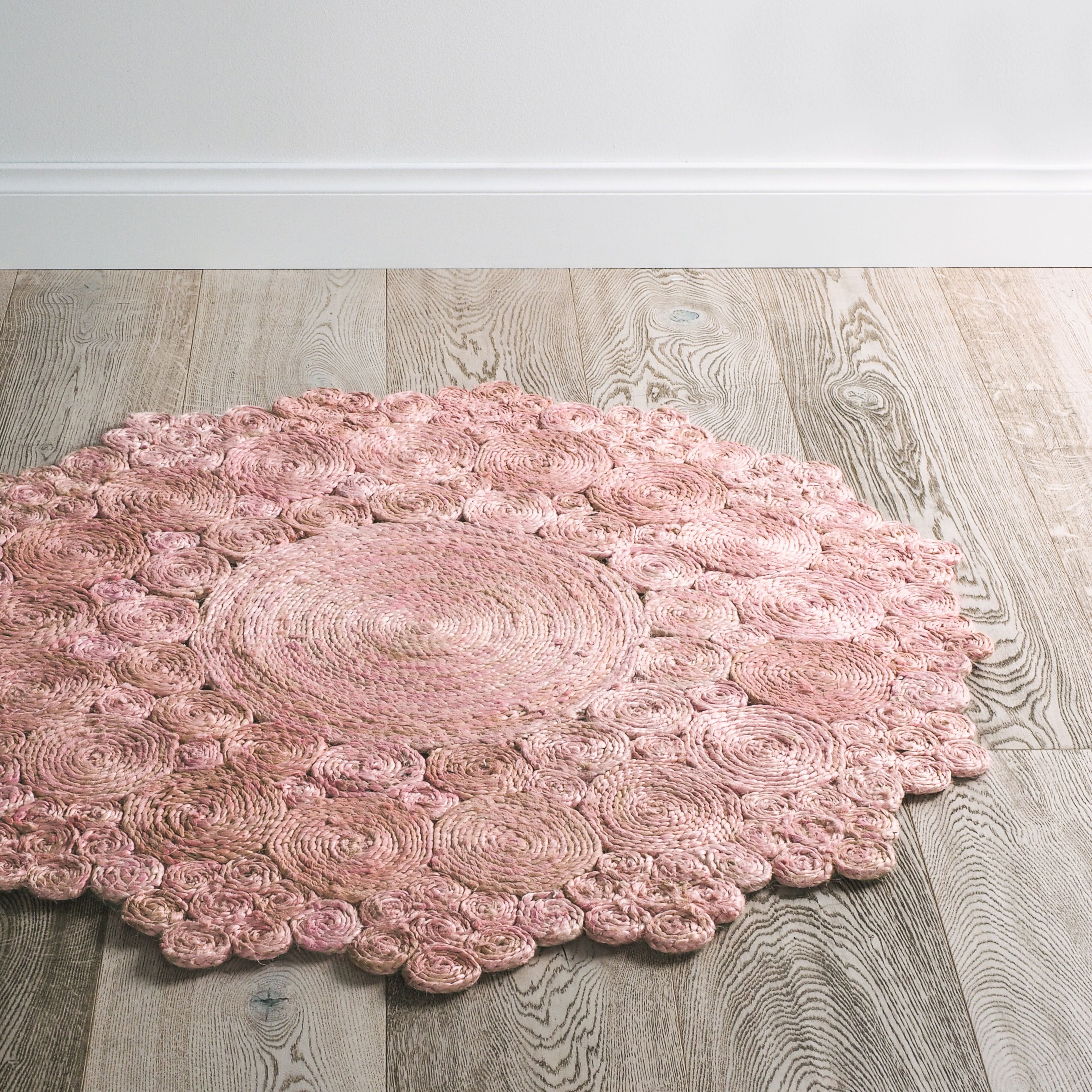 Cochin Blush Hand Stitched Pink Round Rug 120cm