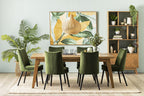Chaise de salle à manger en velours vert olive