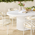 Table à manger d'extérieur Ripple en aluminium courbé blanc 6 places