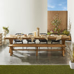 Table à manger en teck recyclé massif avec pieds croisés, finition naturelle, 320 cm