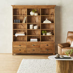 Meuble bibliothèque Kalise avec 6 tiroirs en bois de récupération marron vintage