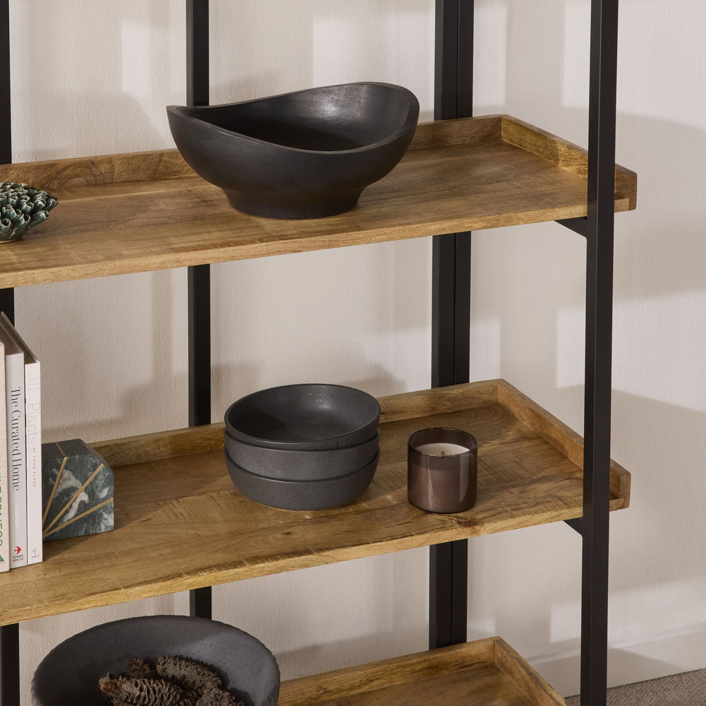 Emery Industrial Open Metal Tall Shelving Unit Black 180x120cm