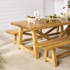 Table à manger en bois massif de récupération Antigua, naturelle 255 cm