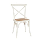 Chaise de salle à manger à dossier croisé Provinciale Blanc Vintage