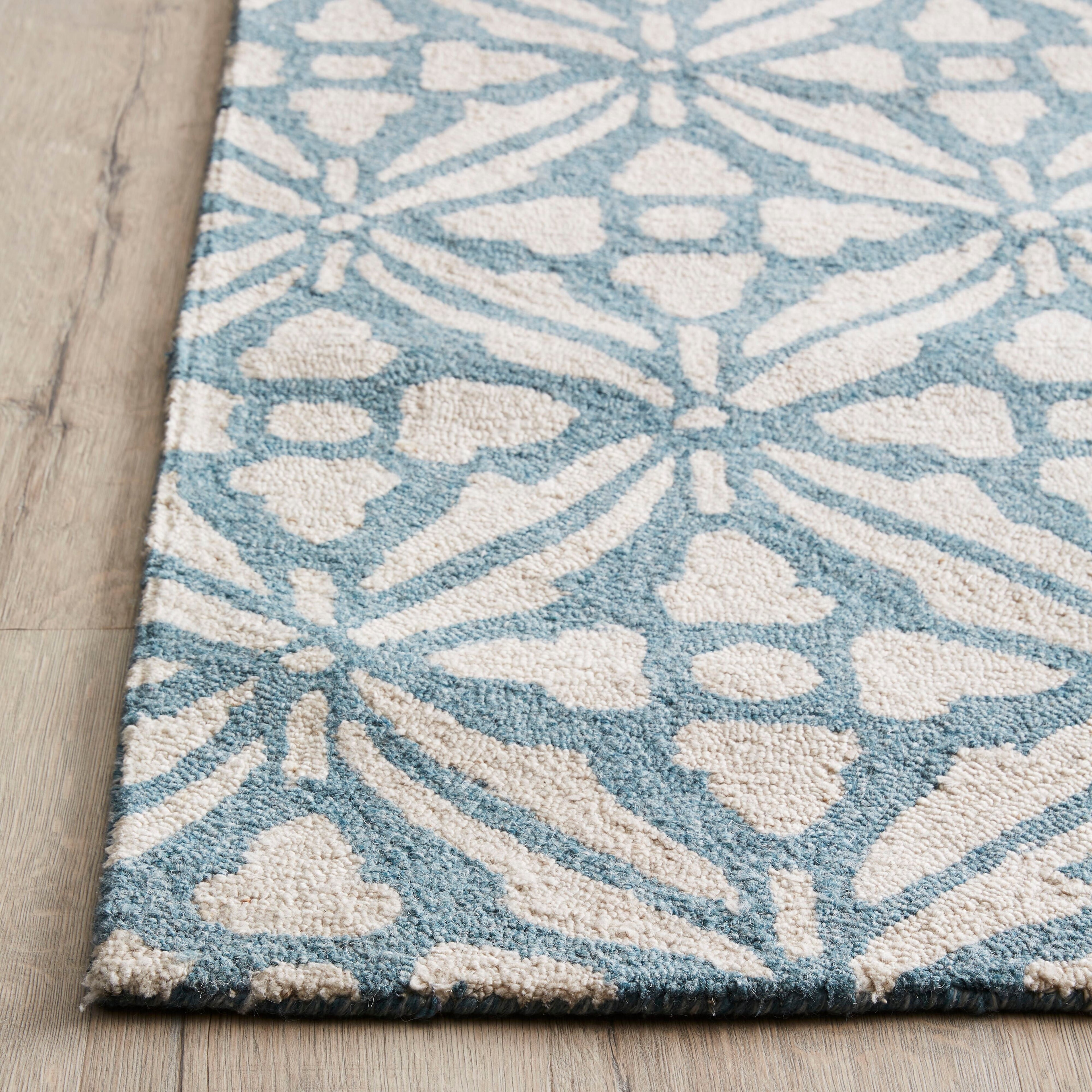 Casablanca Tile Hand Tufted Wool Blend Duckegg Rug 240x300cm