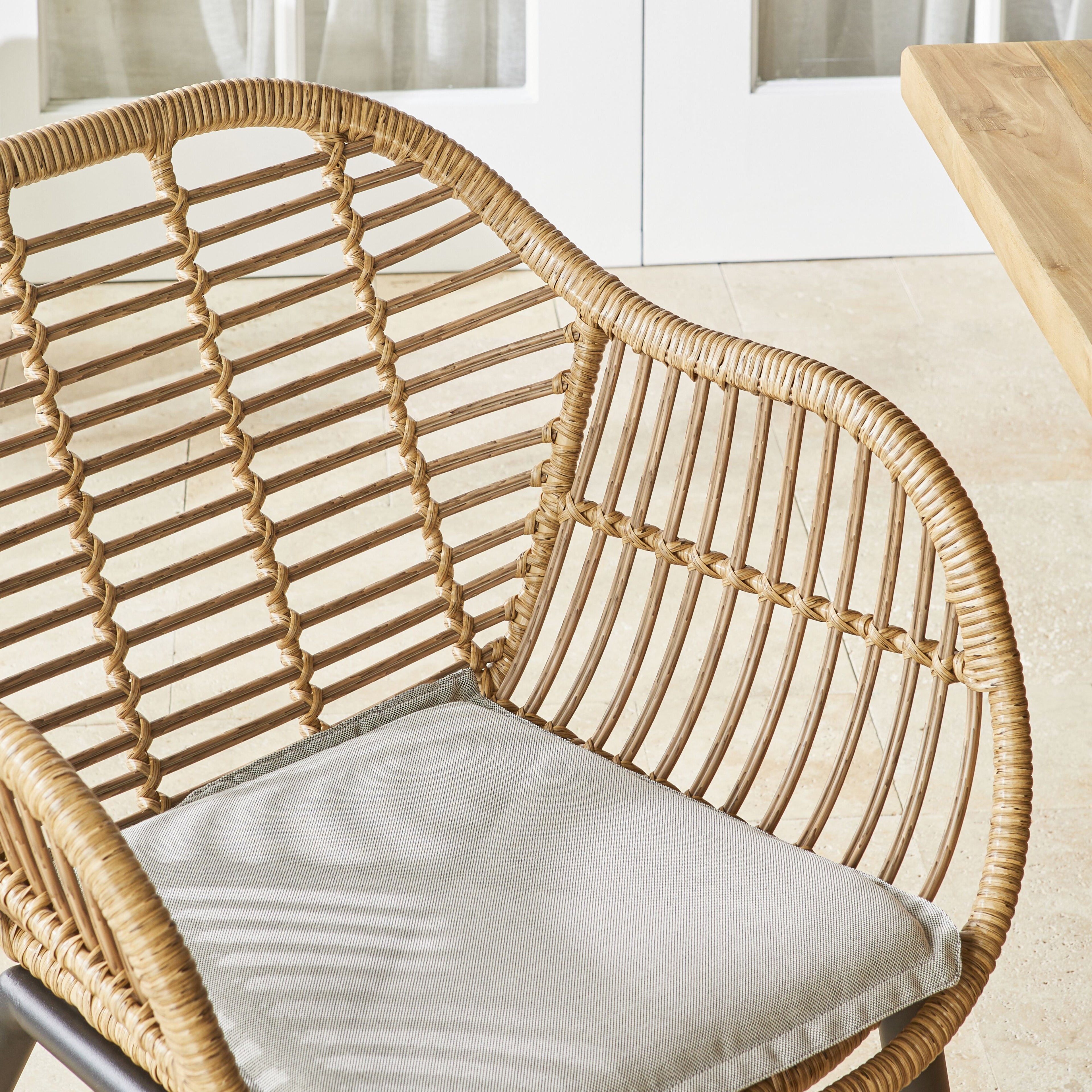 Deck Outdoor Wicker Dining Chair Natural Rattan