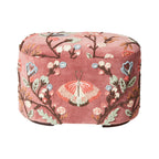 Freya Ottoman brodé velours rose