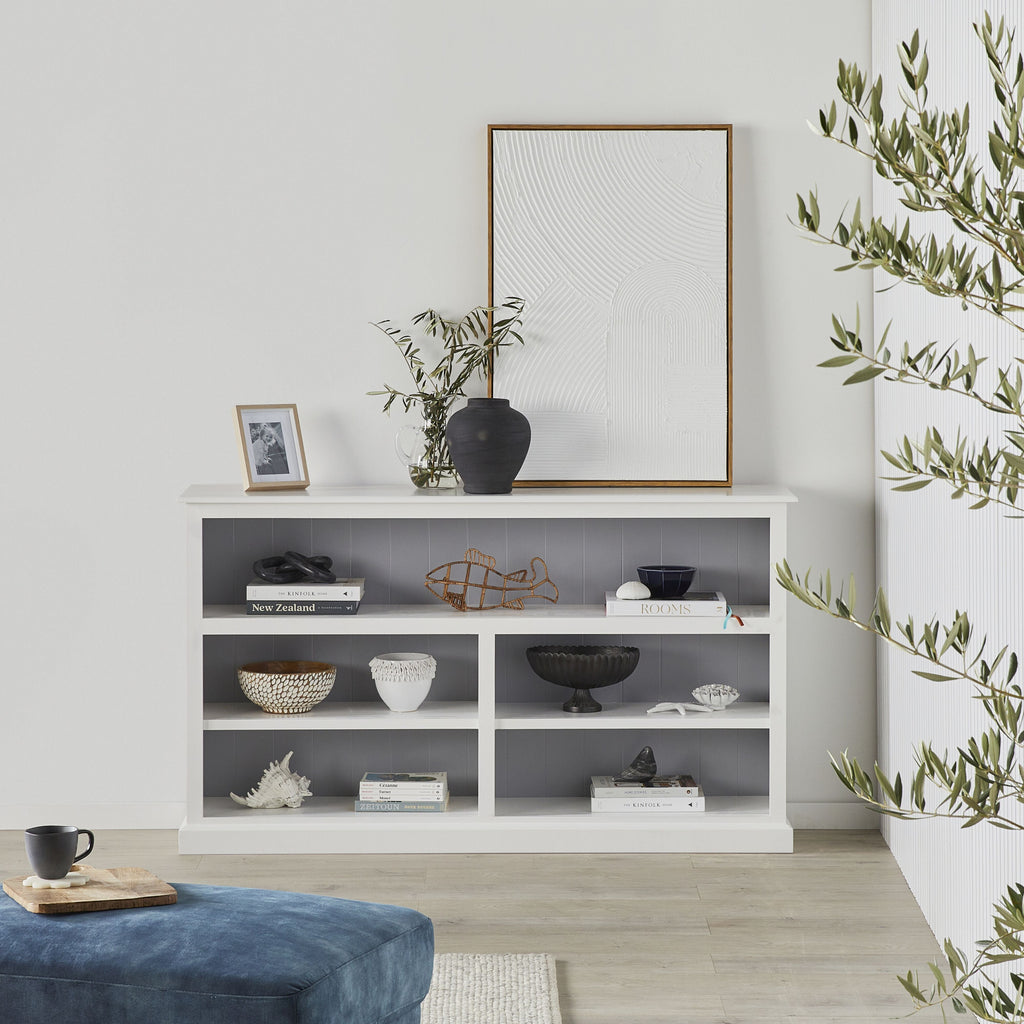 Armand Hamptons Timber Lowline Bookcase White 90x155cm