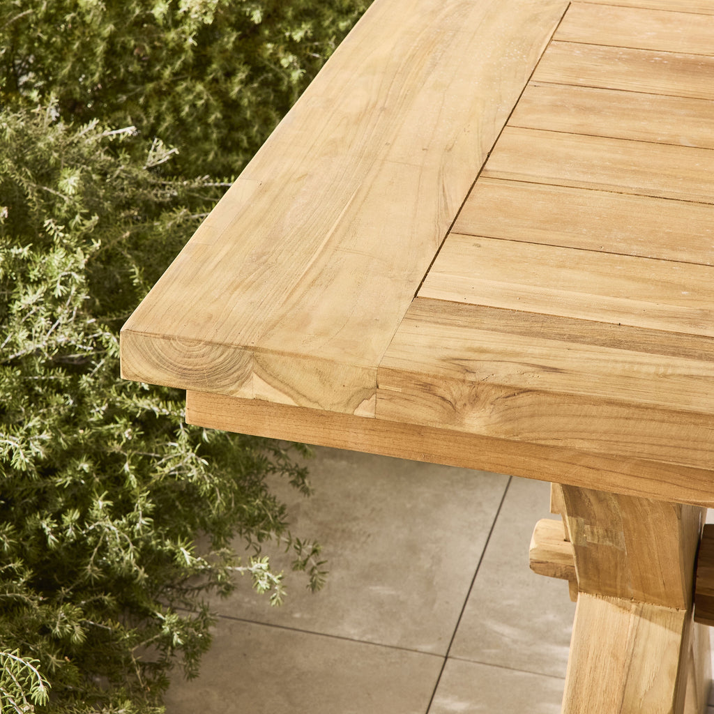 Reclaimed Teak Cross Leg Solid Timber Dining Table Natural 400cm