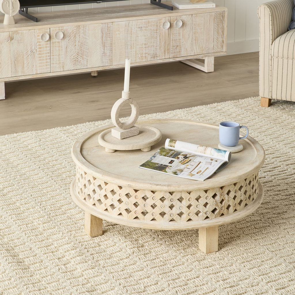Salu Boho Mango Wood Coffee Table Natural Brown